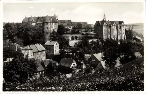Ak Nossen Landkreis Meißen, Gesamtansicht mit dem Schloss, Nr. 64081