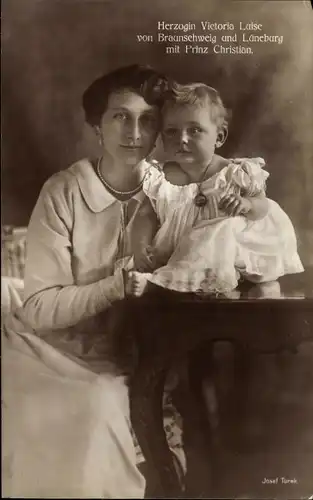 Ak Prinzessin Victoria Luise von Preußen, Herzogin von Braunschweig, Prinz Christian