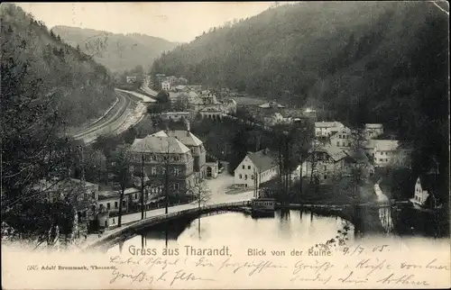 Ak Tharandt im Erzgebirge, Blick von der Ruine