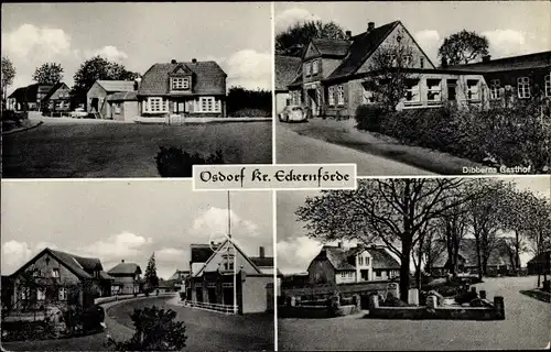 Ak Osdorf in Holstein, Dibberns Gasthof, Ehrenmal, Dprfpartie