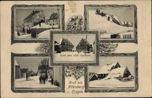 Ak Altenberg im Osterzgebirge, Hotel zum alten Amtshaus, Winter