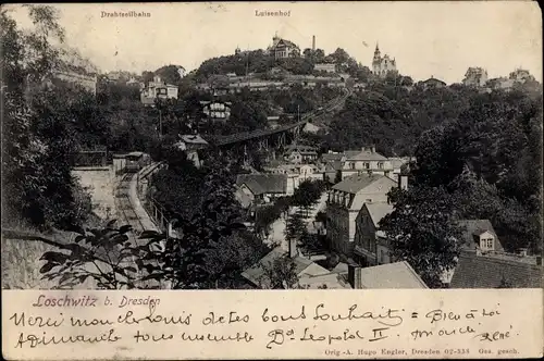 Ak Dresden Loschwitz, Drahtseilbahn, Luisenhof