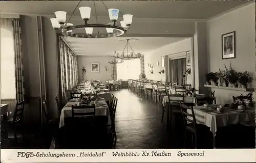 Ak Weinböhla in Sachsen, FDGB Erholungsheim Heidehof, Speisesaal