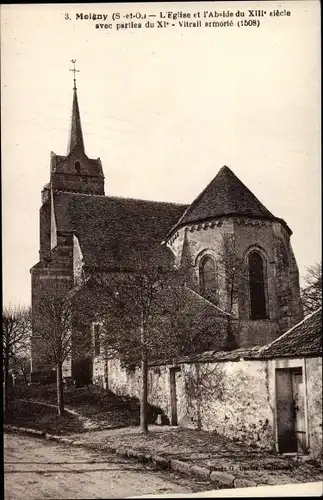 Ak Moigny Essonne, L'Eglise et l'Abside du XIII siecle