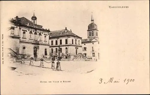 Ak Vaucouleurs Meuse, Hotel de Ville et Eglise