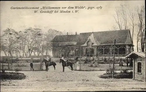 Ak Minden in Westfalen, Gartenetablissement Willkommen vor dem Walde, Inh. W. Grashoff