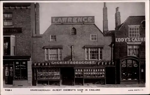 Ak Knaresborough Yorkshire England, Lawrence Chemist & Druggist, Oldest Chemist's Shop in England