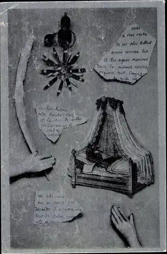 Künstler Ak Hugnet, Georges, La Carte Surrealiste No. 13, Au pied de la Lettre