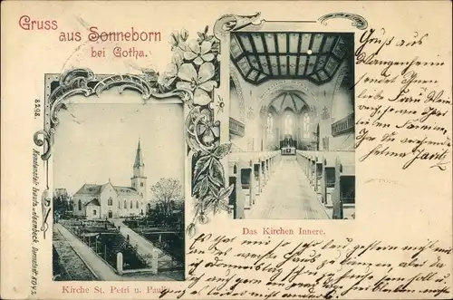 Ak Sonneborn Landkreis Gotha Thüringen, Kirche St. Petri und Pauli, Innenansicht