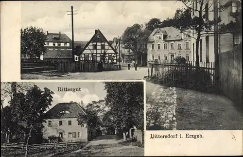 Ak Dittersdorf Amtsberg im Erzgebirge, Rittergut, Straßenpartie