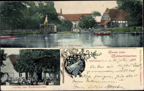 Ak Sulików Schönberg Oberlausitz Schlesien, Gasthaus Waldschlösschen