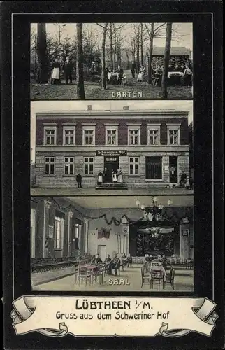 Ak Lübtheen in Mecklenburg, Schweriner Hof, Garten, Saal
