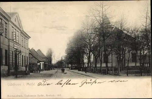 Ak Lübtheen in Mecklenburg, Straßenpartie im Ort