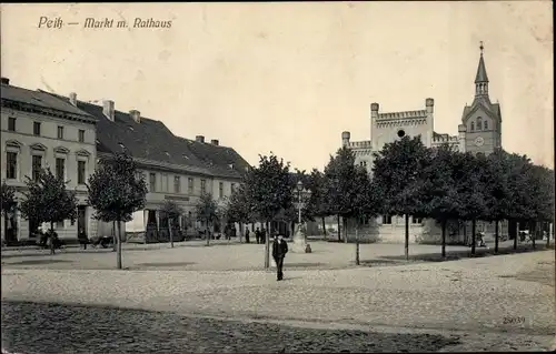 Ak Peitz in der Niederlausitz, Markt, Rathaus