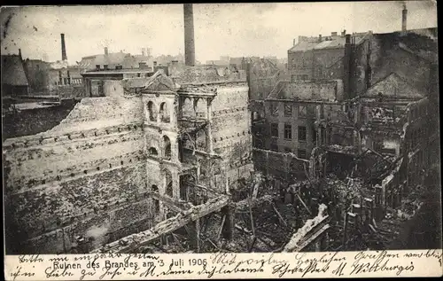 Ak Hamburg Altona, Ruinen des Brandes am 3. Juli 1906