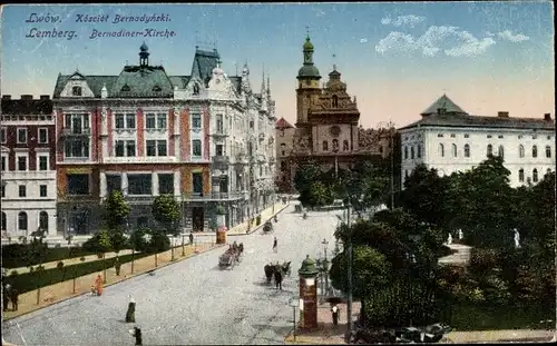Ak Lwów Lemberg Ukraine, Bernadiner Kirche