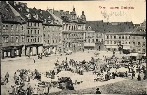 Ak Cheb Eger Region Karlsbad, Unterer Marktplatz