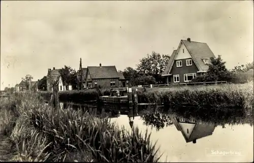 Ak Schagerbrug Nordholland Niederlande, Häuser am Kanal