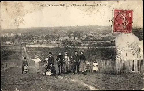 Ak Rosny sous Bois Seine Saint Denis, La Dhuyse et Panorama de Rosny