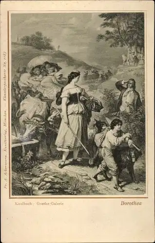 Künstler Ak Kaulbach, W. von, Dorothea, Goethe, Hund, Rinder, Ziege