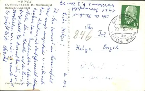 Ak Sommerfeld Kremmen in Brandenburg, Hellmuth Ulrici Klinik