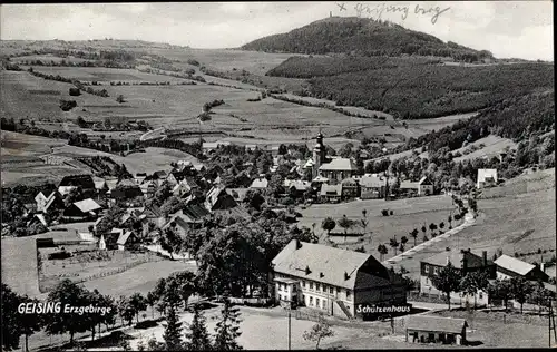 Ak Geising Altenberg Erzgebirge, Schützenhaus mit Umgebung, Geisingberg