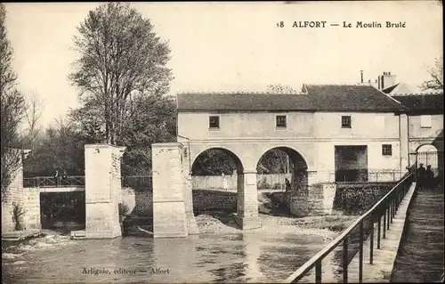 Ak Alfort Val de Marne, Le Moulin Brule