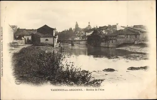 Ak Varennes en Argonne Meuse, Riviere de l'Aire