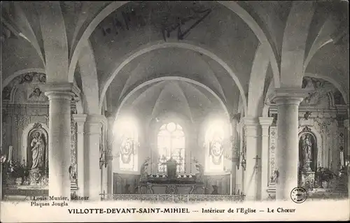 Ak Villotte devant Saint Mihiel Villotte sur Aire Meuse, Interieur de l'Eglise, Le Choeur