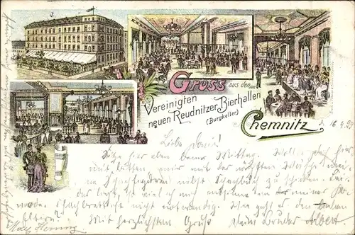 Litho Chemnitz in Sachsen, Vereinigte Reudnitzer Bierhallen, Burgkeller