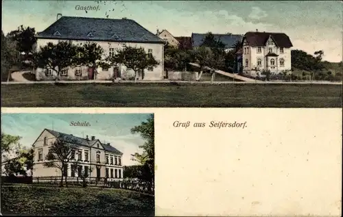 Ak Seifersdorf in Sachsen, Gasthof, Schule