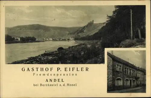 Ak Andel Bernkastel Kues an der Mosel, Gasthof, Moselpartie