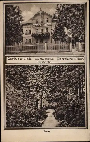 Ak Elgersburg in Thüringen, Gasthaus zur Linde, Garten