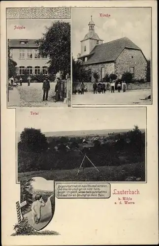 Ak Lauterbach im Wartburgkreis, Kirche, Totalansicht, Schule