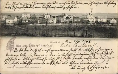Ak Dürrröhrsdorf Dittersbach in Sachsen, Oberdorf, Gesamtansicht