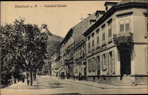 Ak Eberbach am Neckar, Bahnhofstraße, Gasthaus zum Ochsen