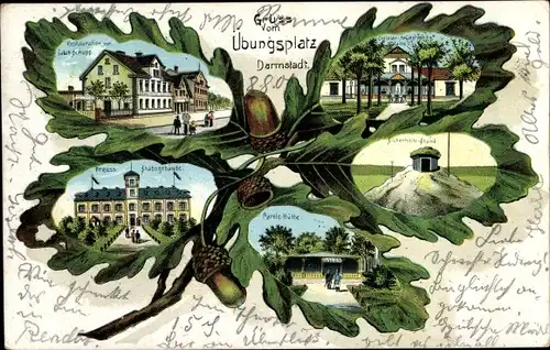 Eichenblatt Litho Darmstadt in Hessen, Truppenübungsplatz, Preuß. Stabsgebäude, Restauration