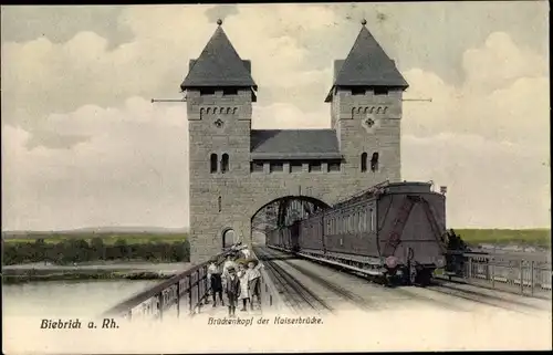 Ak Biebrich am Rhein Wiesbaden, Brückenkopf, Kaiserbrücke