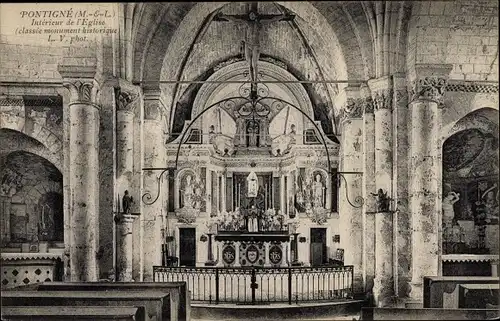 Ak Pontigné Maine et Loire, Interieur de l'Eglise
