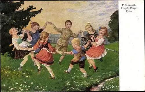 Künstler Ak Schenkel, Franziska, Ringel, Ringel Reihe, Kinder tanzen