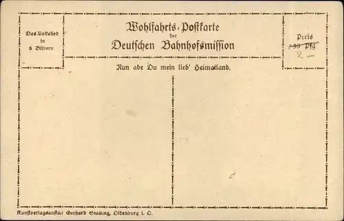 Künstler Ak Das Volkslied, Nun ade, Du mein lieb Vaterland, Deutsche Bahnhofsmission