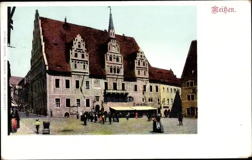 Ak Meißen in Sachsen, Blick auf das Rathaus am Marktplatz