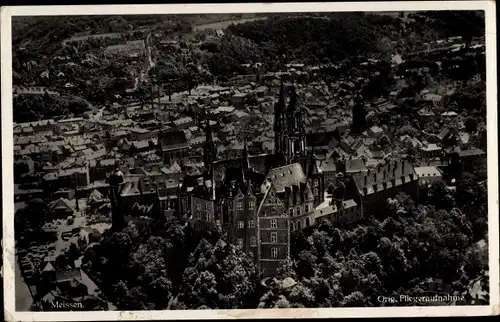 Ak Meißen in Sachsen, Fliegeraufnahme von Stadt, Albrechtsburg, Dom