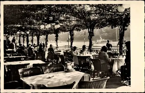 Ak Assmannshausen Rüdesheim am Rhein, Gasthof Krone, Rheinterrasse