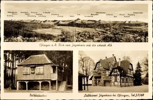 Ak Esslingen am Neckar Baden Württemberg, Blick vom Jägerhaus auf die Schwäbische Alb, Dülkhäuschen