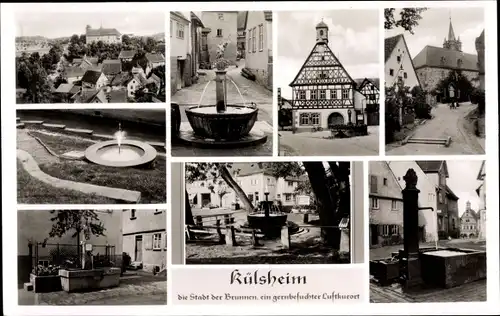 Ak Külsheim in Baden, Brunnen, Altes Fachwerkhaus, Ortspartie