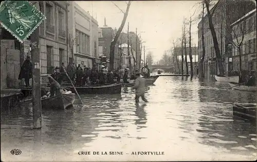 Ak Alfortville Val de Marne, Crue de la Seine