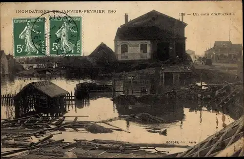 Ak Alfortville Val de Marne, Inondations de Janvier-Fevrier 1910, Un coin