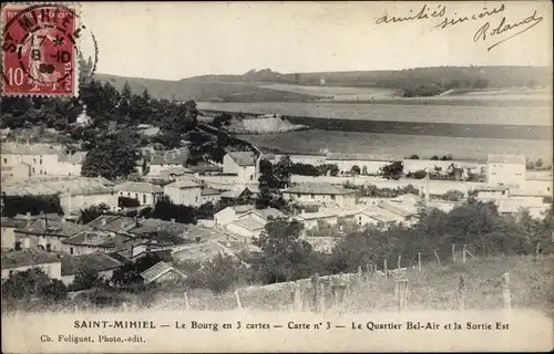 Ak Saint Mihiel Meuse, Le Quartier Bel Air et la Sortie Est