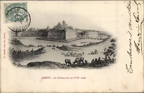 Ak Jametz Meuse, Le Chateau fort au XVII siecle